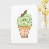 アイスコーンとチェリーのついた蛇 カード (黄色い花)