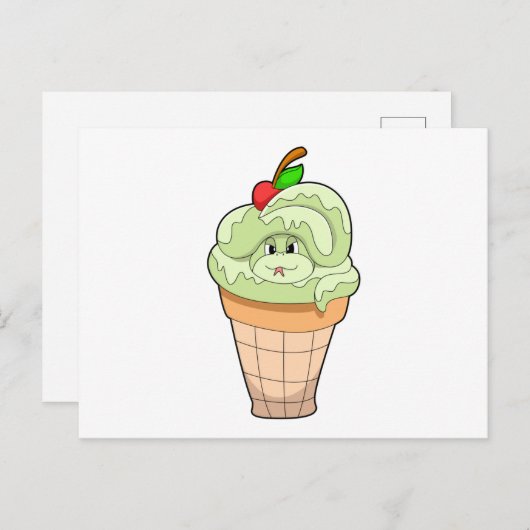 アイスコーンとチェリーのついた蛇 ポストカード (正面/裏面)