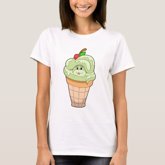 アイスコーンとチェリーを持つヘビ Tシャツ (正面)