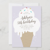 アイスコーンの子供たち 紫の誕生日パーティー 招待状 (正面)