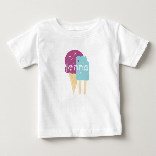 アイスコーンの幼児用パーソナライズドネーム ベビーTシャツ (正面)