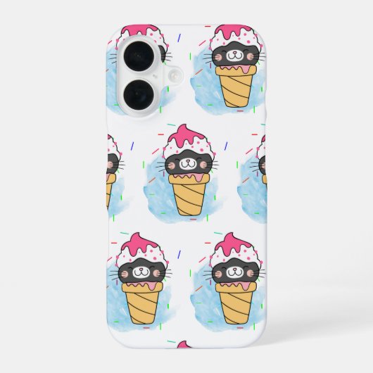 アイスコーンの水彩画 iPhone 16ケース (裏面)