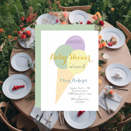 アイスコーン スクープ 子供 ベビーシャワー 招待状