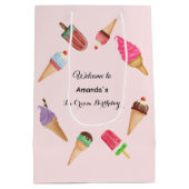 アイスコーン ポップシクル パーティー ピンク ミディアムペーパーバッグ (裏面)