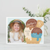 アイスサンデーの子供の誕生日パーティーの写真 招待状 (スタンド正面)