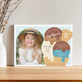 アイスサンデーの子供の誕生日パーティーの写真 招待状