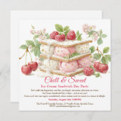 アイスサンドイッチデーの水彩招待状 招待状 (正面/裏面)