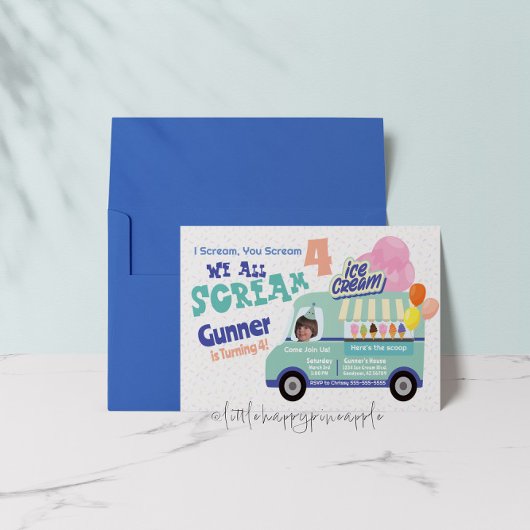 アイススクリーム・ユー・スクリーム 4歳の誕生日招待状 招待状