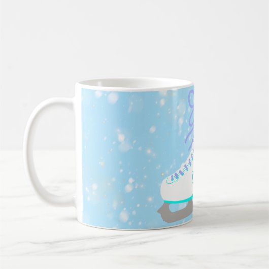 アイススケパーソナライズされたートブルー姿スケートで滑るガール コーヒーマグカップ (左)