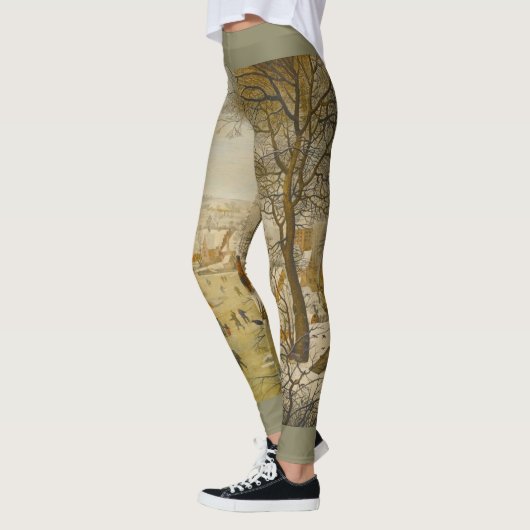 アイススケーターとバードトラップで冬の風景 レギンス (左)