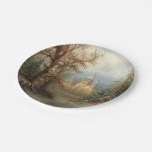 アイススケーターとロマンチックな冬の風景 ペーパープレート (アングル)