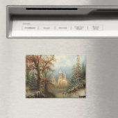 アイススケーターとロマンチックな冬の風景 マグネット (インサイチュ (食洗機))