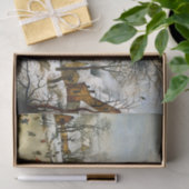 アイススケーターと冬の風景、デコページ 薄葉紙 (ギフト)