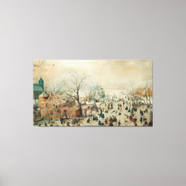 アイススケーターと冬の風景、ヘンドリック・アベルカ キャンバスプリント