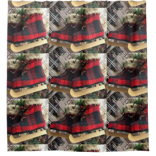 アイススケーターのクリスマスシャワーカーテン シャワーカーテン (正面)