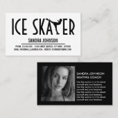 アイススケーターのシルエットロゴ、スケートで滑るコーチフォト 名刺 (正面/裏面)