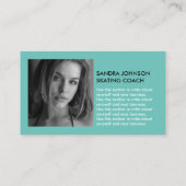 アイススケーターのシルエット、アイススケートで滑るコーチフォト 名刺 (裏面)