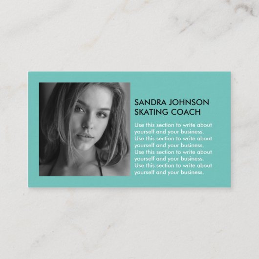 アイススケーターのシルエット、アイススケートで滑るコーチフォト 名刺 (裏面)