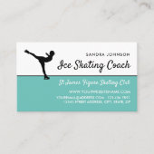 アイススケーターのシルエット、アイススケートで滑るコーチフォト 名刺 (正面)