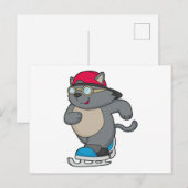 アイススケーターの猫(アイススケートを履く猫) ポストカード (正面/裏面)