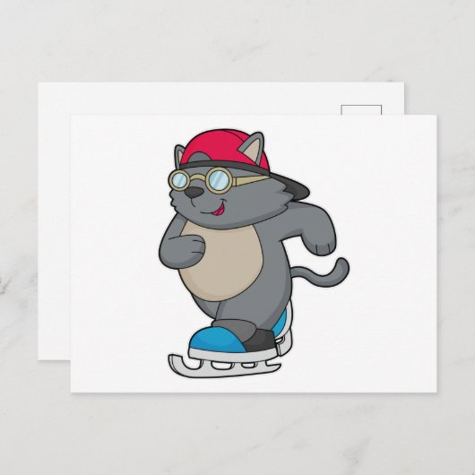 アイススケーターの猫 ポストカード (正面/裏面)