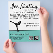 アイススケーターシルエット，アイススケートで滑るレッスンアドット チラシ (手)