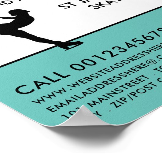 アイススケーターシルエット，アイススケートで滑るレッスンアドット ポスター (角)