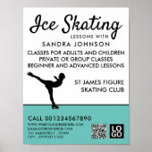 アイススケーターシルエット，アイススケートで滑るレッスンアドット ポスター (正面)