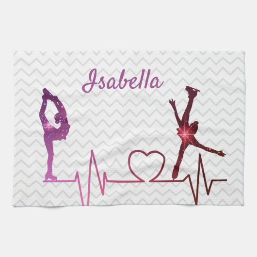 アイススケータータオルブレードハートビートピンクからレッドスター キッチンタオル (横)