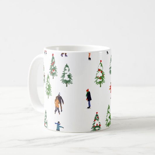 アイススケーターパイン│アイススケートで滑るクリスマス冬 コーヒーマグカップ (正面左)