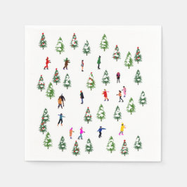 アイススケーターパイン│アイススケートで滑るクリスマス冬 スタンダードカクテルナプキン