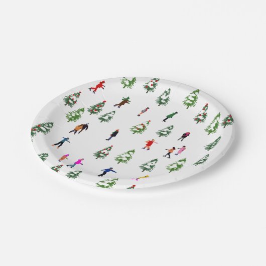 アイススケーターパイン│アイススケートで滑るクリスマス冬 ペーパープレート (アングル)