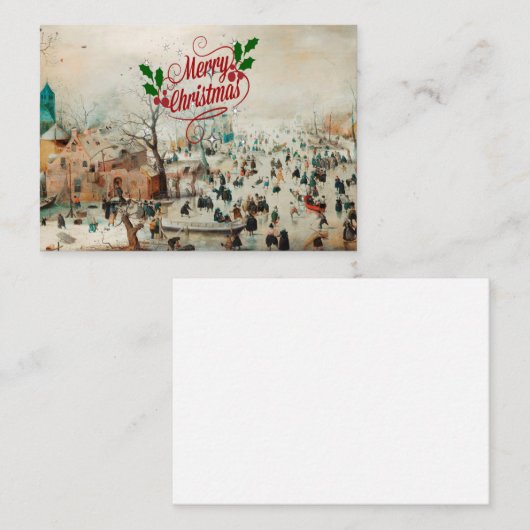 アイススケーター付き冬の風景 – クリスマス ノートカード (正面/裏面)