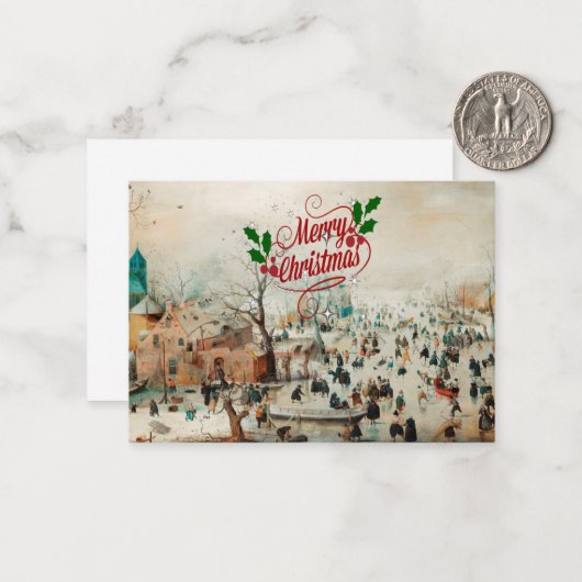 アイススケーター付き冬の風景 – クリスマス ノートカード (正面/裏面インサイチュ)