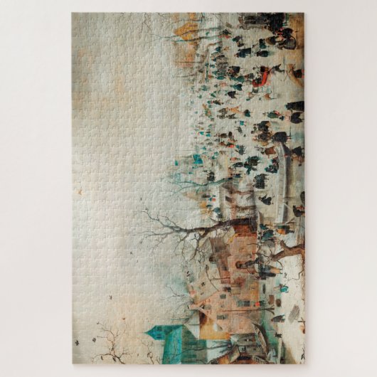 アイススケーター付き冬の風景 ジグソーパズル (縦)