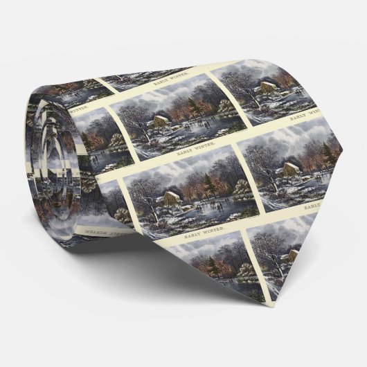 アイススケーター付き初冬のヴィンテージクリスマス ネクタイ (ロール)