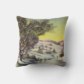 アイススケーター凍ってい付きの湖ヴィンテージクリスマス クッション (裏面)