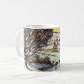 アイススケーター凍ってい付きの湖ヴィンテージクリスマス コーヒーマグカップ (正面左)