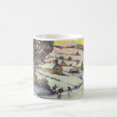 アイススケーター凍ってい付きの湖ヴィンテージクリスマス コーヒーマグカップ (中央)