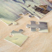 アイススケーター凍ってい付きの湖ヴィンテージクリスマス ジグソーパズル (側面)