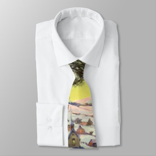 アイススケーター凍ってい付きの湖ヴィンテージクリスマス ネクタイ (タイ)