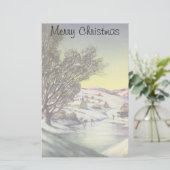 アイススケーター凍ってい付きの湖ヴィンテージクリスマス 便箋 (スタンド正面)