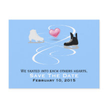 アイススケーター結婚式の日付のポストカードを保存