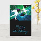 アイススケートしている幻惑させたフィギュアスケート選手 カード (黄色い花)