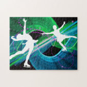 アイススケートしている幻惑させたフィギュアスケート選手 ジグソーパズル (横)