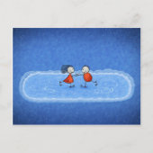 アイススケートするクリスマス シーズンポストカード (正面)
