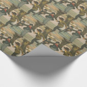 アイススケートするヴィンテージの冬 ラッピングペーパー (角)