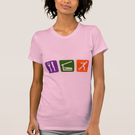 アイススケートする睡眠を食べて下さい Tシャツ (正面)