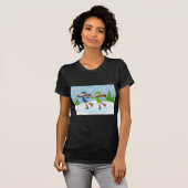 アイススケートする陽気なカップル Tシャツ (正面フル)
