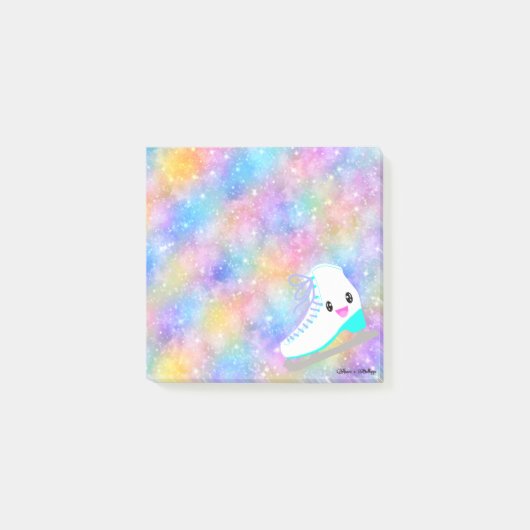 アイススケートで滑るかわいいレインボーグラディエント銀河系星 ポストイット (正面)